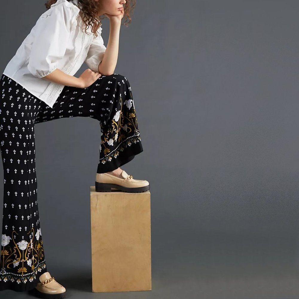 ANTHROPOLOGIE | Floral Wide-Leg Pants | NWT - Picture 5 of 9